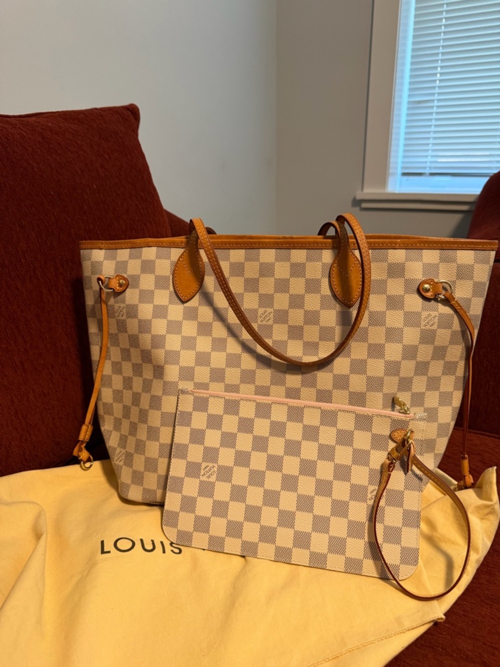 Louis Vuitton Damier Azur Neverfull MM with Wristlet